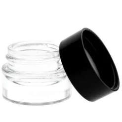 Burk, glasbehållare, 5 ml, färglös, med svart PP-lock x1