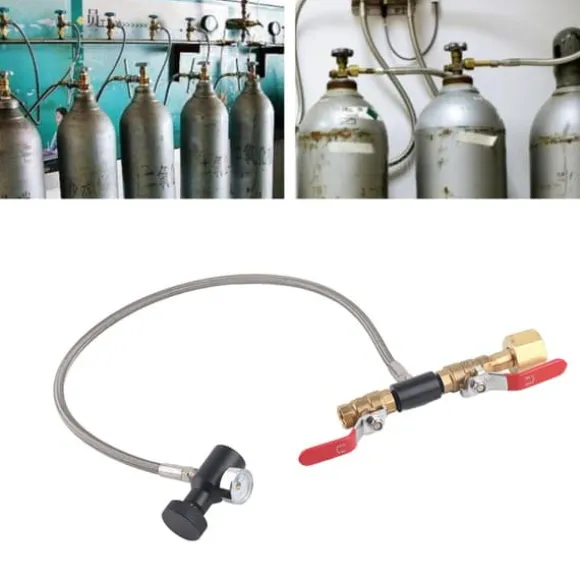 CGA-320 CO2-påfyllningsadapter med slang för påfyllning av sodabehållare 24" med mätare