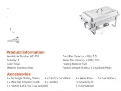 Chafing Dish Buffet Set, 8 Quart Kapacitet, Hållbart Rostfritt Stål, 4 paket