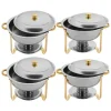 Chafing dish bufféset, 4,5 L matvärmare, rostfritt stål, guld, alkoholbränsle, självservering för fester/bröllop