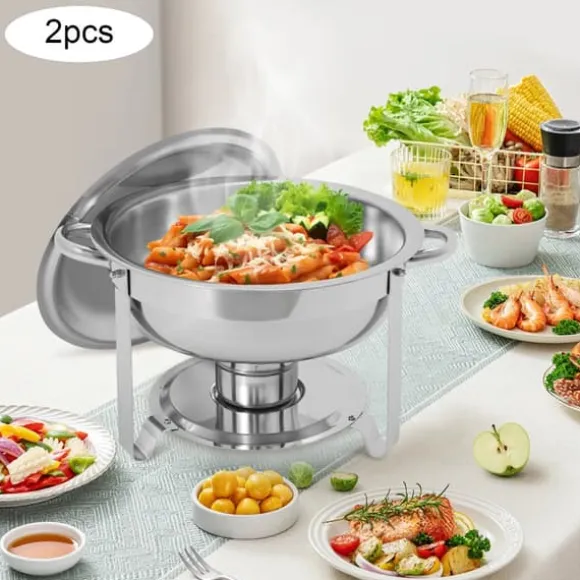 Chafing dish bufféset, 4,5 L matvärmare, rostfritt stål, guld, alkoholbränsle, självservering för fester/bröllop