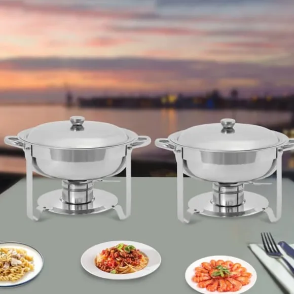 Chafing dish bufféset, 4,5 L matvärmare, rostfritt stål, guld, alkoholbränsle, självservering för fester/bröllop