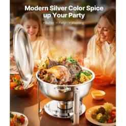 Chafing Dish Bufféset, 4-pack, 5 qt, rostfritt stål, silver, cateringvärmare
