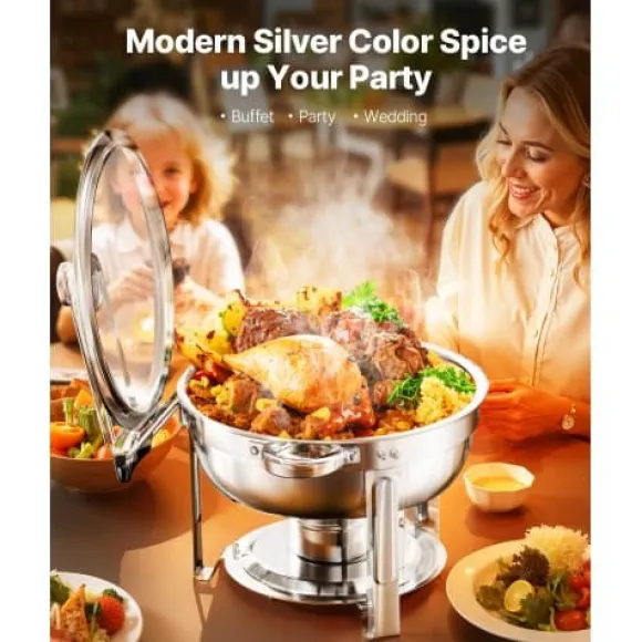 Chafing Dish Bufféset, 4-pack 5 Qt rostfritt stål, silver, serveringsvärmare