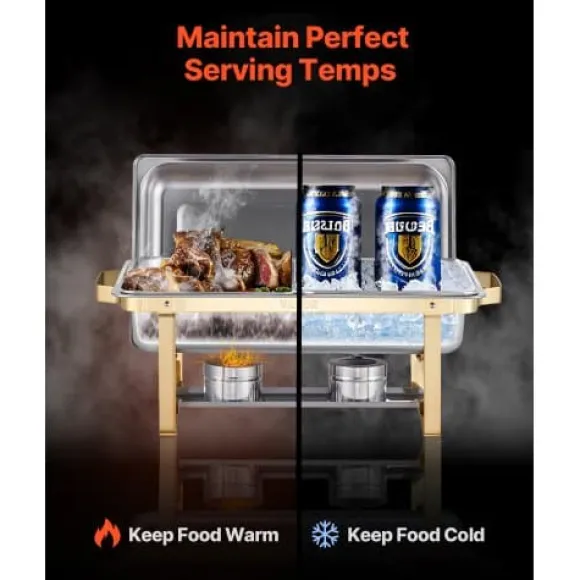 Chafing Dish Bufféset, 4-pack, Rostfritt stål, Guld