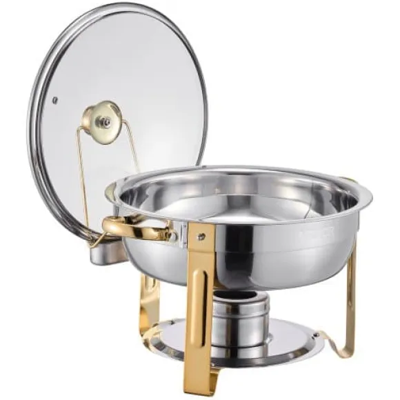 Chafing Dish Bufféset, 5 Qt 4-pack rostfritt stål, guld