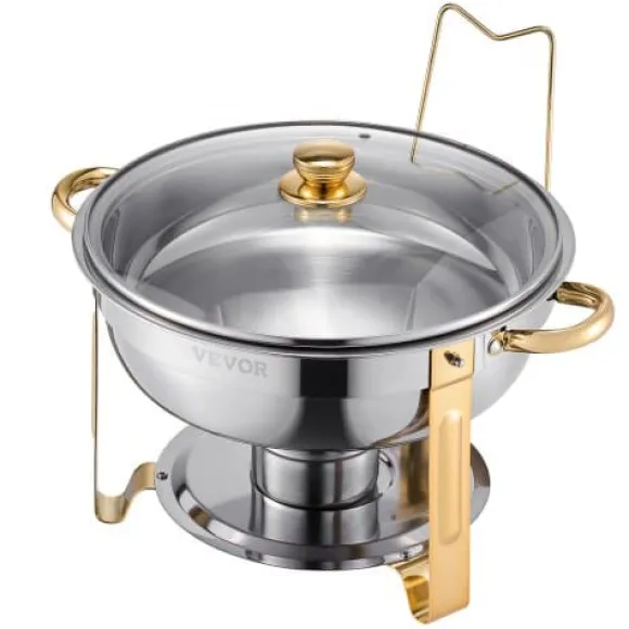 Chafing Dish Bufféset, 5 Qt 4-pack rostfritt stål, guld