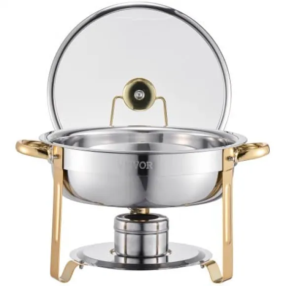 Chafing Dish Bufféset, 5 Qt 4-pack rostfritt stål, guld