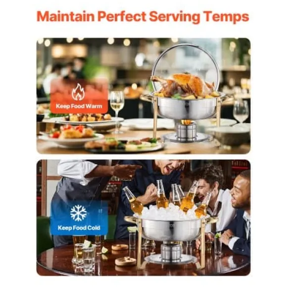 Chafing Dish Bufféset, 5 Qt 4-pack rostfritt stål, guld