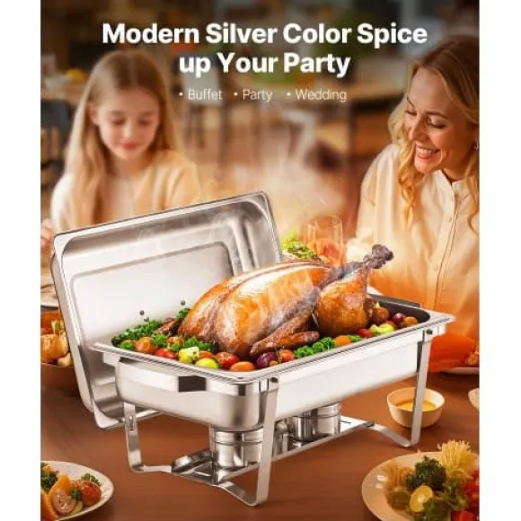 Chafing Dish Bufféset, 8 Qt 6-pack, Rostfritt Stål, Silver
