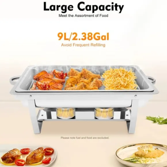 Chafing Dish - Buffévarmare - 9 L Kapacitet - Rostfritt Stål - Professionell - För Buffé & Catering - Svart