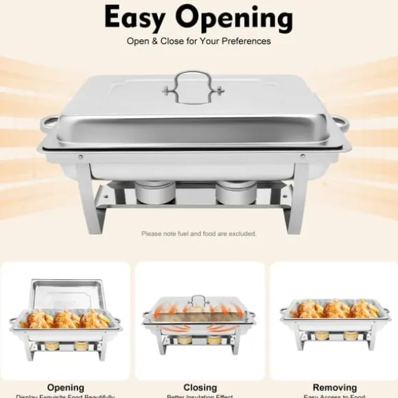 Chafing Dish - Buffévarmare - 9 L Kapacitet - Rostfritt Stål - Professionell - För Buffé & Catering - Svart