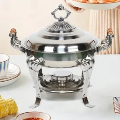 Chafing dish buffévarmare - Rund modell - 3 l - Rostfritt stål - Storlek S - Modern stil - Silver