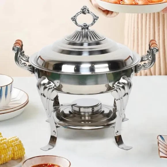 Chafing dish buffévarmare - Rund modell - 3 l - Rostfritt stål - Storlek S - Modern stil - Silver