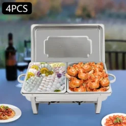 Chafing Dish Buffévarmare - Set - 4-pack - 9 L - 53 x 33,5 cm - Höjd 30 cm - För ca 10 personer - Ljusgrå