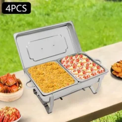 Chafing Dish Buffévarmare - Set - 4-pack - 9 L - 53 x 33,5 cm - Höjd 30 cm - För ca 10 personer - Ljusgrå