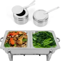 Chafing dish, buffévarmhållare, 7,5 L, rostfritt stål, professionellt set, silver