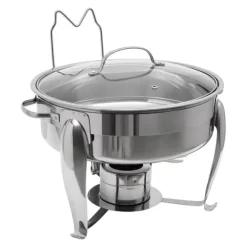 Chafing Dish Buffévärmare - Rund Alkoholdriven - 6 l - Glaslock - Rostfritt Stål - För Buffé & Fest