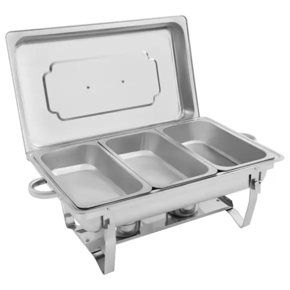 Chafing Dish buffévärmare, vit, 6/9 L, 3×3 L insatser, för storkök, catering & buffé