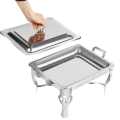 Chafing Dish buffévärmare, vit, 6/9 L, 3×3 L insatser, för storkök, catering & buffé