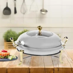 Chafing Dish, 3L Kapacitet, Idealisk för Catering,Silver-Guld