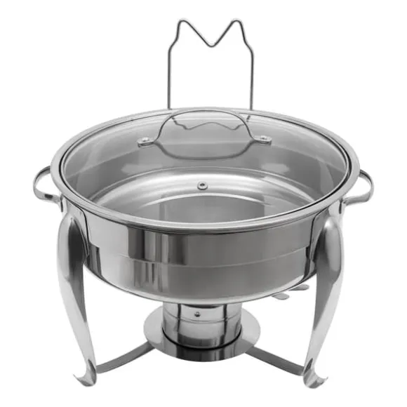 Chafing Dish, 6L kapacitet, rostfritt stål, glaslock, alkoholvärmare, idealisk för sammankomster