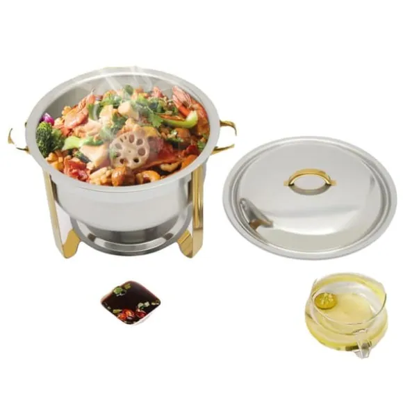 Chafing Dish, 5L kapacitet, rostfritt stål, rund form, bärförmåga 10 kg, dimensioner 42 x 32 cm