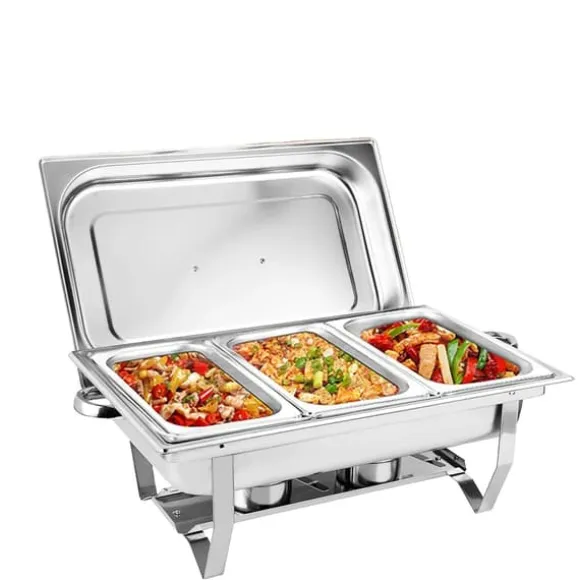 Chafing Dish, 9L Total Kapacitet, Rostfritt Stål, Elegant Design