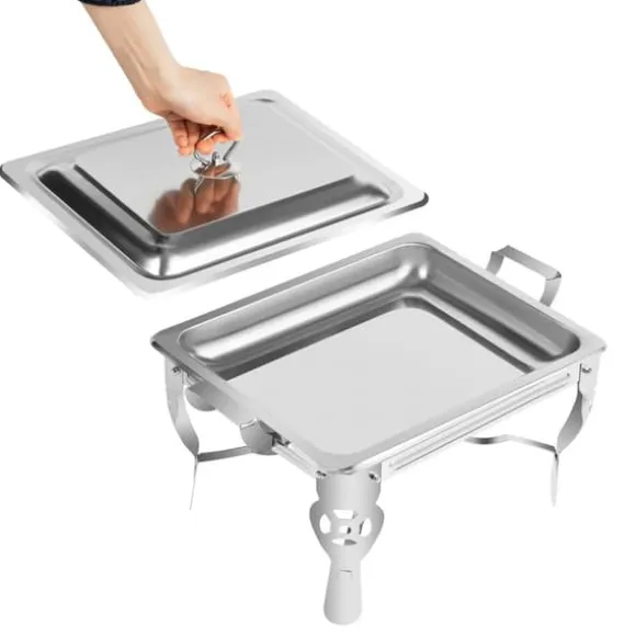 Chafing dish, matvärmare i rostfritt stål, silver, för buffé, catering och storkök