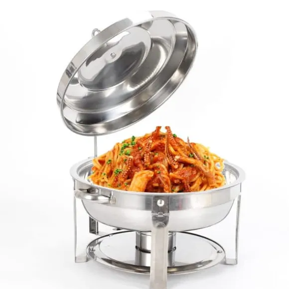 Chafing Dish, Rostfritt Stål, 7,5 Liters Kapacitet, 35 cm Diameter, Termisk Isolering, Lämplig för Standard Bränslekällor