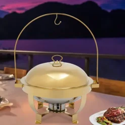 Chafing Dish, Rostfritt Stål, 8 Liters Kapacitet, 23,5 x 14,5 x 12 tum Mått, Bufféservering Kompatibilitet, Brandsäkra Handtag