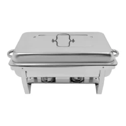 Chafing Dish Set, Rostfritt Stål, 4 Matpannor, 3,7 Qt Pannkapacitet, Energisnål Bränslekälla, Idealisk för Catering