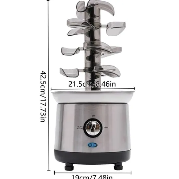 Chokladfontän, 1,2L kapacitet, 4 nivåer, 220-240V, 150-190W, 19 cm x 42,5 cm