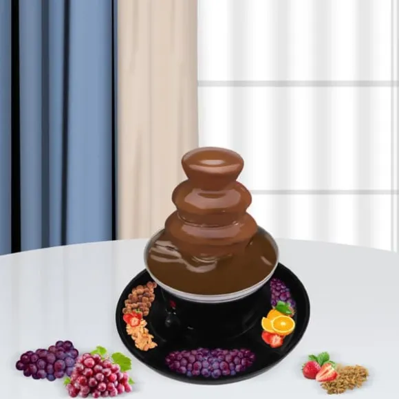 Chokladfontän, 3-nivå i rostfritt stål, 1 lb kapacitet, kontinuerligt flöde, lätt att rengöra, idealisk för fester