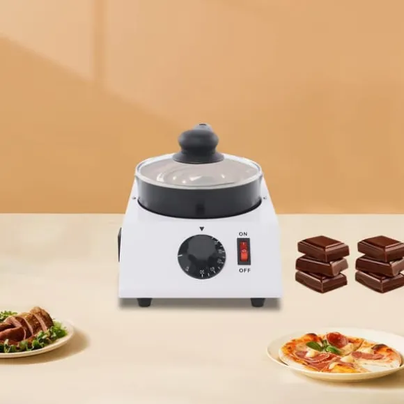Chokladsmältare - Enkel smältgryta - 30–85°C Justerbar - 1 kg Kapacitet - 14 cm Keramikkärl Non-stick - 40 W - EU‑plugg 220–230V - Svart/Vit