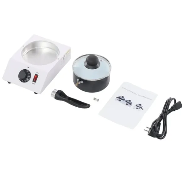 Chokladsmältare - Enkel smältgryta - 30–85°C Justerbar - 1 kg Kapacitet - 14 cm Keramikkärl Non-stick - 40 W - EU‑plugg 220–230V - Svart/Vit
