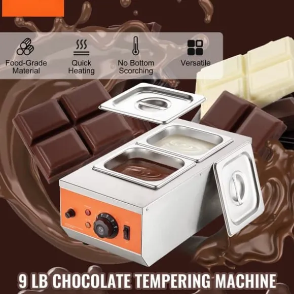 Chokladtempereringsmaskin, 9 pund, 2 tankar, smältdegel för perfekt chokladbearbetning.