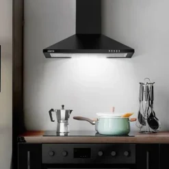 CIARRA Dekorkåpa 60cm A++ 370m³/h 2st Kolfilter Återvinning eller evakuering Köksfläkt Svart