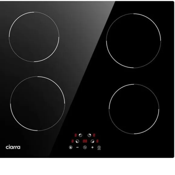 Ciarra Induktionshäll 59cm 6000W 4 Brännare Sensitive Touch Auto-Off Timer Svart