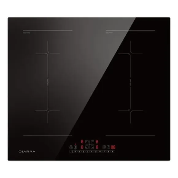 CIARRA Induktionshäll 4 zoner 2 modulförstärkare 7200W Barnsäkerhetstimer 59cm Sensitive Touch Svart glas
