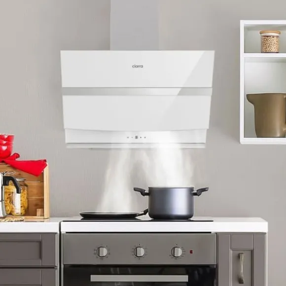 CIARRA Lutande huva 60 cm Wi-Fi ansluten Booster 4 hastigheter 650 m3/h Klass A+++ Huva Touchknapp Vit