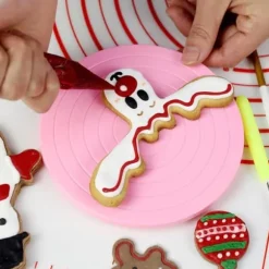 14 cm diameter sömlös DIY-tårtskiva, roterande plattform för dessertdekoration, säker att använda, lätt att städa