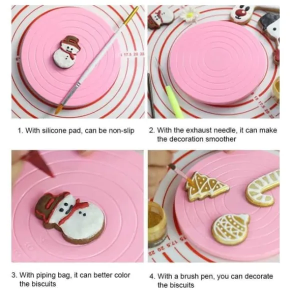 14 cm diameter sömlös DIY-tårtskiva, roterande plattform för dessertdekoration, säker att använda, lätt att städa