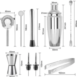 Cocktailset 9-delar Barset 550ml Shaker Rostfritt Stål