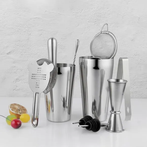 Cocktailset i rostfritt stål – 10-delars boston shaker kit
