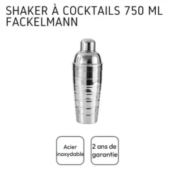 Cocktailshaker - Fackelmann - 750 ml - Rostfritt stål - 26 x 8,5 x 8,5 cm - Grå