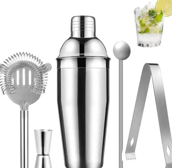 Cocktail shaker Set - Rostfritt stål Silver 5 dela
