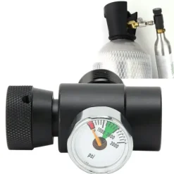 CO2-flaskpåfyllningsadapterkontakt CGA320 // TR21-4 ASA 3000psi tryckmätare svart