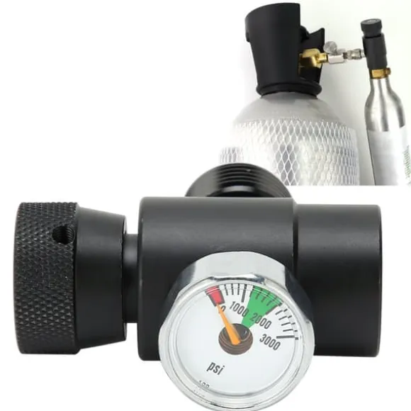 CO2-flaskpåfyllningsadapterkontakt CGA320 // TR21-4 ASA 3000psi tryckmätare svart