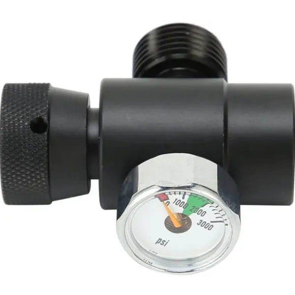 CO2-flaskpåfyllningsadapterkontakt CGA320 // TR21-4 ASA 3000psi tryckmätare svart